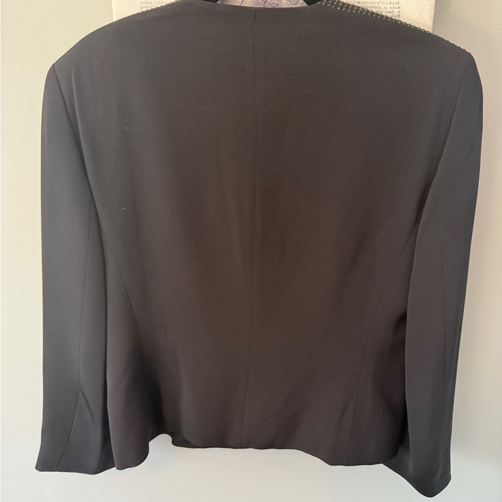Escada Black silk studded zip up evening jacket Sz 40 - Picture 2 of 7